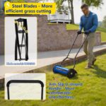 14-Inch Reel Lawn Mower with Tool-Free Blade Adjustment, 5-Blade Manual Push Lawn Mower, 5-Position Height Adjustable Hand Push Reel Mower for Small Yards - Image 5