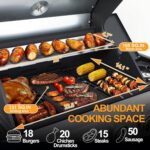 49000 BTU Output Propane Gas Grill with Side Burner and 4 Main Burners - Double-layer Stainless Steel Lid, Cast Iron Grids and Plate, Easy-Clean Grease Management for Perfect BBQs - Image 4