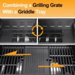 49000 BTU Output Propane Gas Grill with Side Burner and 4 Main Burners - Double-layer Stainless Steel Lid, Cast Iron Grids and Plate, Easy-Clean Grease Management for Perfect BBQs - Image 6