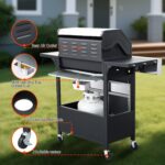 49000 BTU Output Propane Gas Grill with Side Burner and 4 Main Burners - Double-layer Stainless Steel Lid, Cast Iron Grids and Plate, Easy-Clean Grease Management for Perfect BBQs - Image 7