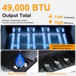 49000 BTU Output Propane Gas Grill with Side Burner and 4 Main Burners - Double-layer Stainless Steel Lid, Cast Iron Grids and Plate, Easy-Clean Grease Management for Perfect BBQs - Image 8
