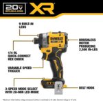 DEWALT 20V MAX XR Brushless Hammer Drill 1/2 In. and High Torque 1/4 Impact Driver Combo with 2 x 4 Ah Batteries and 4 Amp Charger (DCK2112QQ2) - Image 4