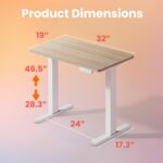 HUANUO 32" Small Electric Standing Desk Adjustable Height, 4 Memory Height Settings, Sit Stand Up Desk for Home Office & Computer Workstation, LightWalnut - Image 4