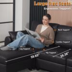 EASE MOOSE Faux Leather Modular Sectional Sofa, Waterproof & Scratch-Resistant Oversized Sofa with Deep Seat, Comfy U-Shaped Sofa with Storage Ottoman, Sectional Couches for Living Room, Black - Image 5