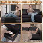 EASE MOOSE Faux Leather Modular Sectional Sofa, Waterproof & Scratch-Resistant Oversized Sofa with Deep Seat, Comfy U-Shaped Sofa with Storage Ottoman, Sectional Couches for Living Room, Black - Image 6