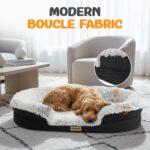 Fluffy Orthopedic Dog Bed for Large & Extra Large Dogs, Calming Plush Sofa Bed with Curved Bolster Support and Egg-Crate Foam Base, 43" Cozy Oval Pet Donut Bed with Washable Cover, Gray - Image 3