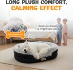 Fluffy Orthopedic Dog Bed for Large & Extra Large Dogs, Calming Plush Sofa Bed with Curved Bolster Support and Egg-Crate Foam Base, 43" Cozy Oval Pet Donut Bed with Washable Cover, Gray - Image 8