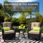 Best Choice Products 3-Piece Outdoor Wicker Patio Bistro Set w/ 2 360-Degree Swivel Rocking Chairs and Tempered Glass Top Side Table - Navy - Image 7