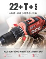 DCK 20V Brushless Hammer Drill, 531 in.lbs, 36000 BPM, 1/2" Keyless All-Metal Chuck, 4.0Ah Battery, 22+1+1 Clutch, Impact Drill Kit for Drilling Brick Wall, Metal, Wood, KDJZ05-13 - Image 8