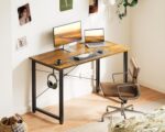 Casaottima 40 Inch Small Computer Desk for Home Office, Study Writing Table for Small Spaces, Simple Modern Desk with Headphone Hooks, Vintage - Image 3