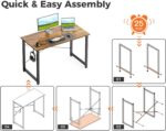 Casaottima 40 Inch Small Computer Desk for Home Office, Study Writing Table for Small Spaces, Simple Modern Desk with Headphone Hooks, Vintage - Image 6