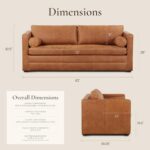 POLY & BARK Napa 82" Leather Pull‑Out Sleeper Sofa – Full‑Grain Italian Leather Upholstery,Tri‑Layer Mattress & Storage Console –Sophisticated Multi‑Functional Sofa Bed for Living Rooms & Guest Spaces - Image 3