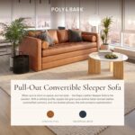 POLY & BARK Napa 82" Leather Pull‑Out Sleeper Sofa – Full‑Grain Italian Leather Upholstery,Tri‑Layer Mattress & Storage Console –Sophisticated Multi‑Functional Sofa Bed for Living Rooms & Guest Spaces - Image 4