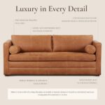 POLY & BARK Napa 82" Leather Pull‑Out Sleeper Sofa – Full‑Grain Italian Leather Upholstery,Tri‑Layer Mattress & Storage Console –Sophisticated Multi‑Functional Sofa Bed for Living Rooms & Guest Spaces - Image 5