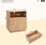 Fluted 2 Drawers Dresser for Bedroom, 21.65" Wide Modern Dressers & Chest of Drawers with Metal Handle, Wood Closet Clothes Storage Organizer,Storage Dressers Organizer for Hally/Living Room, Natural - Image 3