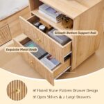 Fluted 2 Drawers Dresser for Bedroom, 21.65" Wide Modern Dressers & Chest of Drawers with Metal Handle, Wood Closet Clothes Storage Organizer,Storage Dressers Organizer for Hally/Living Room, Natural - Image 4