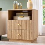 Fluted 2 Drawers Dresser for Bedroom, 21.65" Wide Modern Dressers & Chest of Drawers with Metal Handle, Wood Closet Clothes Storage Organizer,Storage Dressers Organizer for Hally/Living Room, Natural - Image 6