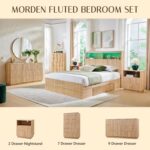 Fluted 2 Drawers Dresser for Bedroom, 21.65" Wide Modern Dressers & Chest of Drawers with Metal Handle, Wood Closet Clothes Storage Organizer,Storage Dressers Organizer for Hally/Living Room, Natural - Image 7