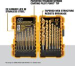 DEWALT Drill Bit Set, 21 Pc. Titanium Nitride Coated Pilot Point DEWALT Bit Set with Case for Wood, Metal and Plastic (DW1361) - Image 3