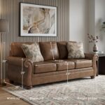 Signature Design by Ashley Chatterton Queen Sofa Sleeper with Pull Out Memory Foam Mattress, Rustic Faux Leather Upholstery, Ideal for Guest Rooms, Earth Brown - Image 4