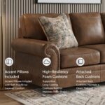 Signature Design by Ashley Chatterton Queen Sofa Sleeper with Pull Out Memory Foam Mattress, Rustic Faux Leather Upholstery, Ideal for Guest Rooms, Earth Brown - Image 8