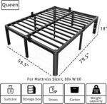 ROIL 18 Inch Queen Bed Frame with Rounded Corner and Headboard Hole Mattress Retainers 3500LBS Metal Heavy Duty Steel Slats No Box Spring Needed Platform Noise-Free Easy Assembly - Image 4
