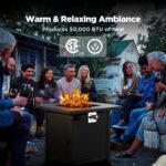 Ciays Propane Fire Pits 32 Inch Outdoor Gas Fire Pit, 50,000 BTU Steel Fire Table with Lid and Lava Rock, Add Warmth and Ambience to Gatherings and Parties On Patio Deck Garden Backyard, Black - Image 3