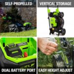 Greenworks 40V 21" Self-Propelled Lawn Mower,Axial Leaf Blower(500 CFM / 120 MPH),13" String Trimmer with 2 Batteries(5Ah+2Ah) & Chargers - Image 6