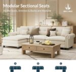 HERA'S HOUSE 116.1" Classic Mid-Century Modern Couch, Oversized L Shaped Pet Friendly Couch for Living Room, Comfy Cloud Sofa with Ottoman, 4-Seater Deep Seat, Chenille Beige - Image 10