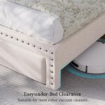 King Bed Frame with LED Lights&Charging Station and 2 Storage Drawers,Fabric Upholstered,Storage Headboard for Apartment Bedroom,Sturdy Wooden Slat Support, Noise-Free, No Box Spring Needed,Beige - Image 8