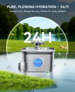Stainless Steel Cat Water Fountain, 2.8L with 20dB Ultra-Quiet Pump- Ideal for Timid Pets, LED Water Level Window, Dishwasher Safe, 24/7 Circulation- Includes 3 Replacement Filters - Image 3