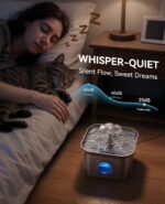 Stainless Steel Cat Water Fountain, 2.8L with 20dB Ultra-Quiet Pump- Ideal for Timid Pets, LED Water Level Window, Dishwasher Safe, 24/7 Circulation- Includes 3 Replacement Filters - Image 5