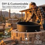 Sunnydaze Outdoor Fire Pit Ring - Heavy-Duty Round Steel Fire Ring Insert - DIY Above or In-Ground - 36-Inch Outer/30-Inch Inner Diameter - Image 3