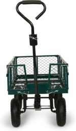 Backyard Expressions Heavy Duty Garden Cart 400 lb Utility Wagon Cart with Removable Mesh Sides, Powder-Coated Steel Bed, Pneumatic Tires, Pull Handle Yard Cart - Image 4