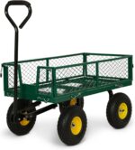 Backyard Expressions Heavy Duty Garden Cart 400 lb Utility Wagon Cart with Removable Mesh Sides, Powder-Coated Steel Bed, Pneumatic Tires, Pull Handle Yard Cart - Image 5