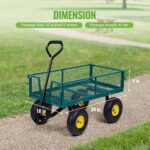 Backyard Expressions Heavy Duty Garden Cart 400 lb Utility Wagon Cart with Removable Mesh Sides, Powder-Coated Steel Bed, Pneumatic Tires, Pull Handle Yard Cart - Image 8