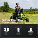Greenworks 80V 42' Riding Lawn Mower (2 Acre, 32 HP Gas Equivalent, 5 MPH, Cargo Bin, Tow Up to 200 lbs.), (4) 5.0Ah Batteries (1,600 Wh Max) + Turbo Wall Charger - Image 4