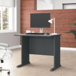 Bush Business Furniture Series A 36W Small Desk in White Spectrum and Slate, Compact Computer Table for Home or Professional Office - Image 3