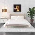 Novogratz Holly Upholstered Wingback Bed Frame, Queen, Ivory Velvet - Image 4