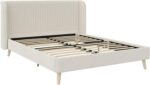 Novogratz Holly Upholstered Wingback Bed Frame, Queen, Ivory Velvet - Image 5