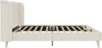 Novogratz Holly Upholstered Wingback Bed Frame, Queen, Ivory Velvet - Image 7