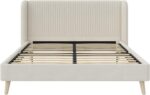 Novogratz Holly Upholstered Wingback Bed Frame, Queen, Ivory Velvet - Image 9
