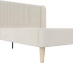 Novogratz Holly Upholstered Wingback Bed Frame, Queen, Ivory Velvet - Image 12