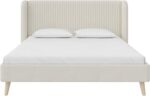 Novogratz Holly Upholstered Wingback Bed Frame, Queen, Ivory Velvet - Image 14