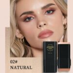Foundation Stick, 2 in 1 Dual-Ended Long-Lasting Concealer Korean Foundation Contour Stick, Waterproof Contouring foundation with Brush, Full Coverage Matte Finish for Face Makeup(02#NATURAL) - Image 3