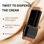 Foundation Stick, 2 in 1 Dual-Ended Long-Lasting Concealer Korean Foundation Contour Stick, Waterproof Contouring foundation with Brush, Full Coverage Matte Finish for Face Makeup(02#NATURAL) - Image 4