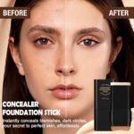 Foundation Stick, 2 in 1 Dual-Ended Long-Lasting Concealer Korean Foundation Contour Stick, Waterproof Contouring foundation with Brush, Full Coverage Matte Finish for Face Makeup(02#NATURAL) - Image 5