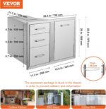 VEVOR Stainless Steel Cabinet, Outdoor Kitchen Door Drawer Combo 29.5" W x 22.6" H x 21.7" D, Access Door/Triple Drawers, Propane Drawer, Adjustable Garbage Ring, BBQ Island Patio Grill Station - Image 4