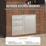 VEVOR Stainless Steel Cabinet, Outdoor Kitchen Door Drawer Combo 29.5" W x 22.6" H x 21.7" D, Access Door/Triple Drawers, Propane Drawer, Adjustable Garbage Ring, BBQ Island Patio Grill Station - Image 5