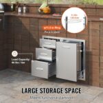 VEVOR Stainless Steel Cabinet, Outdoor Kitchen Door Drawer Combo 29.5" W x 22.6" H x 21.7" D, Access Door/Triple Drawers, Propane Drawer, Adjustable Garbage Ring, BBQ Island Patio Grill Station - Image 6